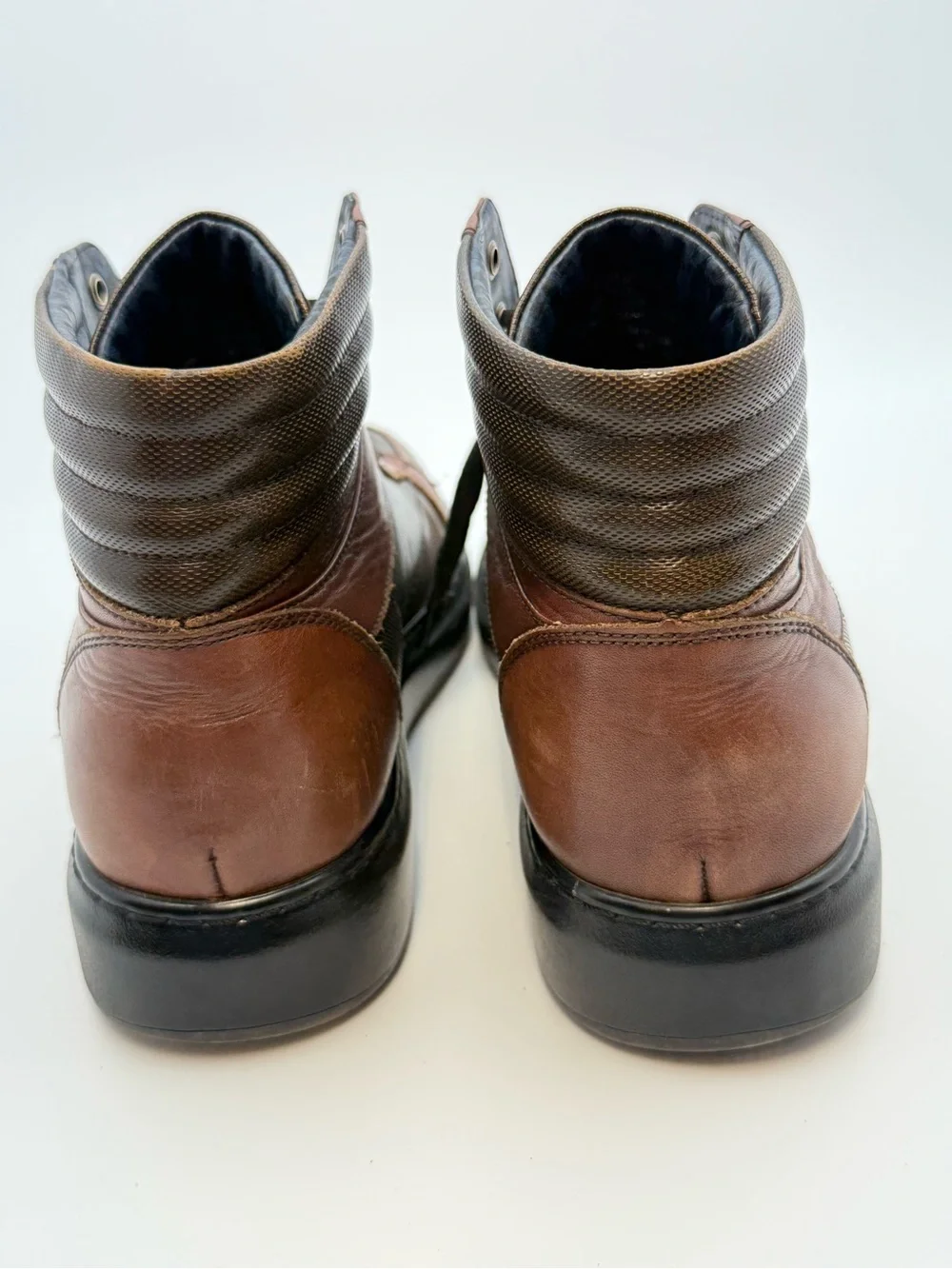 Karl Lagerfeld Paris Men’s Brown/Black Leather High Top Sneakers US 8.5 EU 41.5